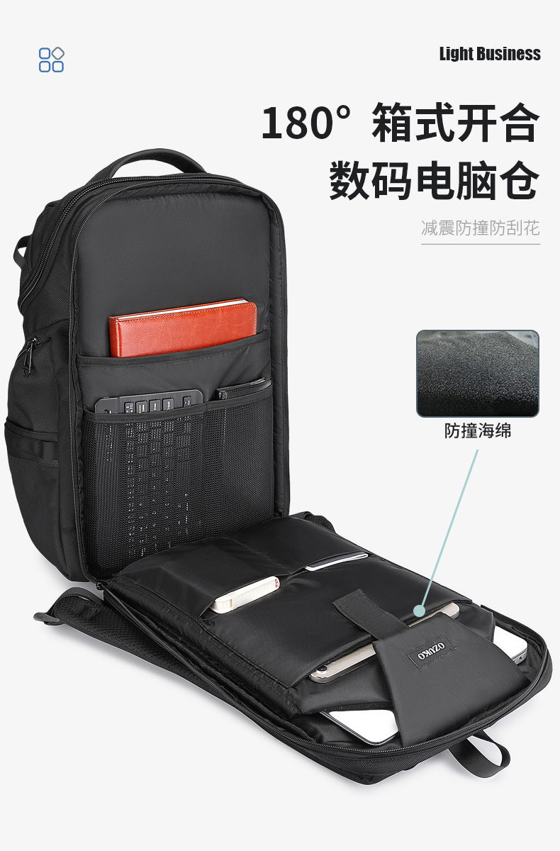 OZUKO Business Backpack Men's Computer Backpack Waterproof Large Capacity Commuting Simple High-end School Bag