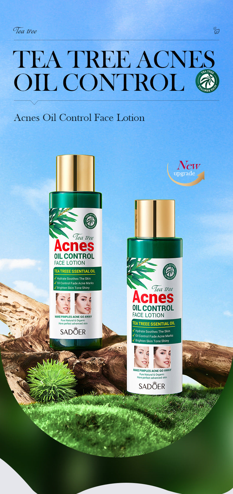 Tea Tree Skincare Set SADOER Cleansing, moisturizing, hydrating five-piece set for  foreign trade wholesale