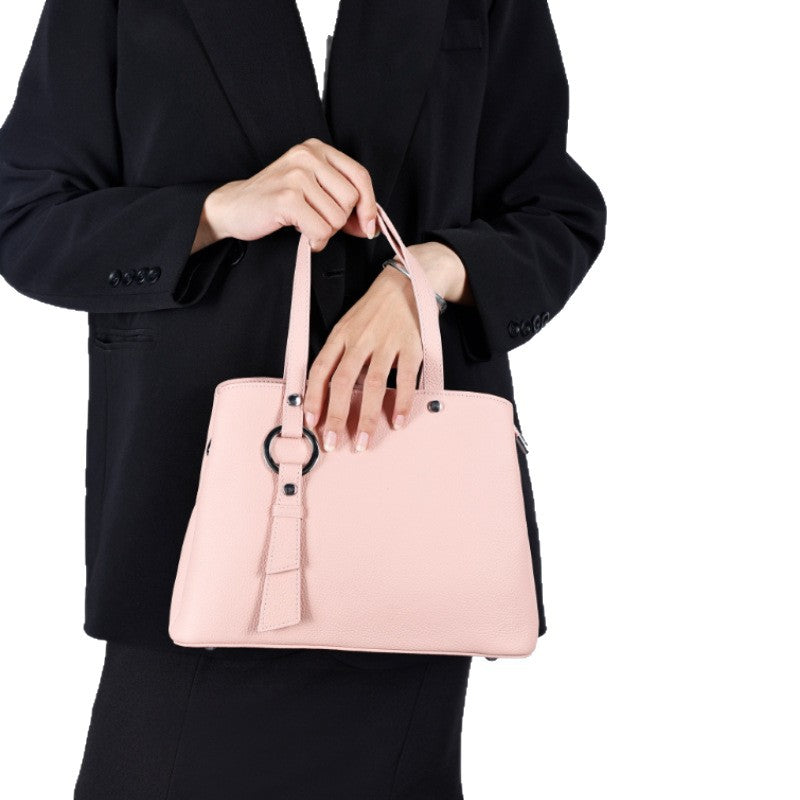 Genuine Leather Tote Bag Top Layer Cowhide High-End Feel Women's Handbag Crossbody Garden Bag Commuter Large Capacity Bucket Bag