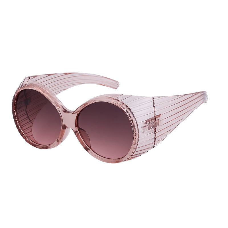 Fashion Catwalk Style Round Frame Sunglasses for Women Trendy High-end European and American Style Internet Celebrity Large Frame Sunglasses for Women Stage Performance
