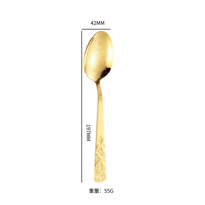 410Stainless Steel Tableware Hotel Retro Double Pattern Totem Western Cutlery Knife Fork Spoon Restaurant Hammered Steak Knife Fork