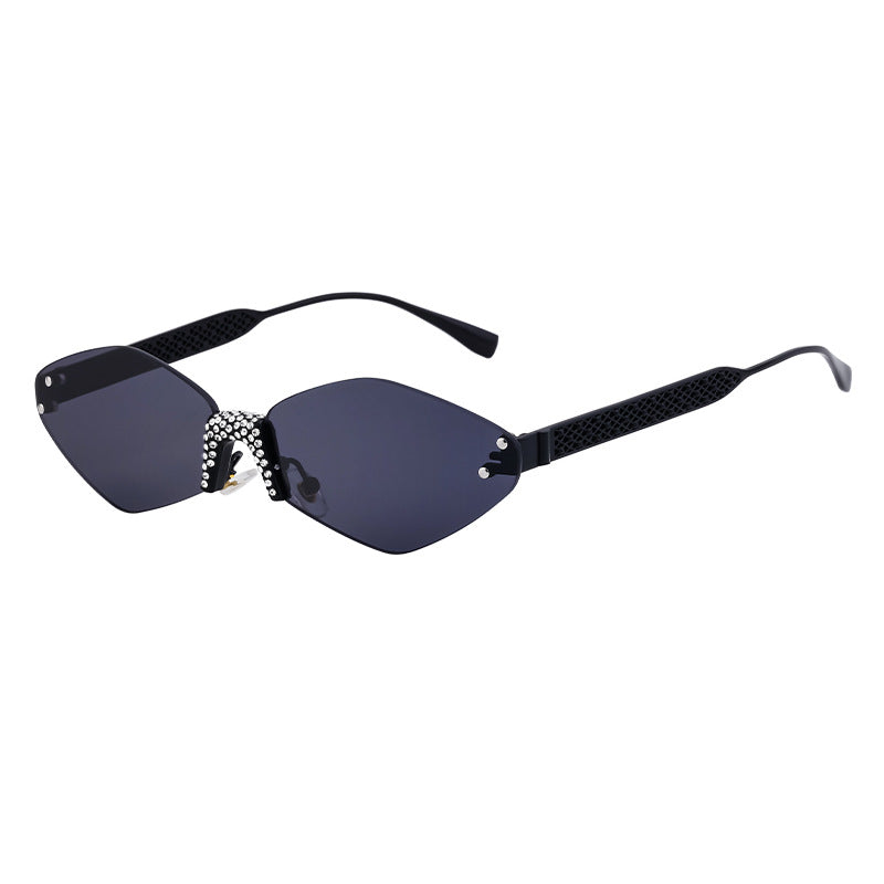 New Diamond Cut Edge Frameless Sunglasses for Women, Diamond-Studded Sunglasses, Sun Protection, Diamond-Shaped Frame Glasses for Women shades