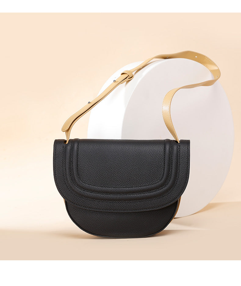 In Stock Trendy Retro Saddle Bag Semi-Circular Niche Texture Crossbody Women's Bag Simple Versatile Shoulder Bag for Women Daily Style