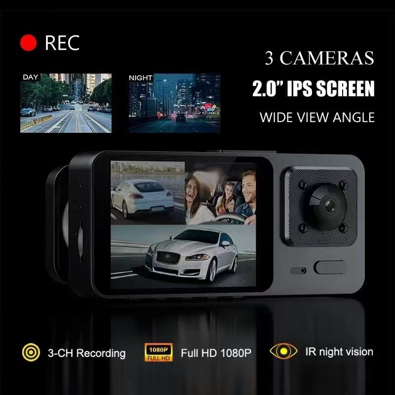 S10New Dash Cam2Inch IPS Hd1080P WIFI Three-Channel Recorder Cardvr