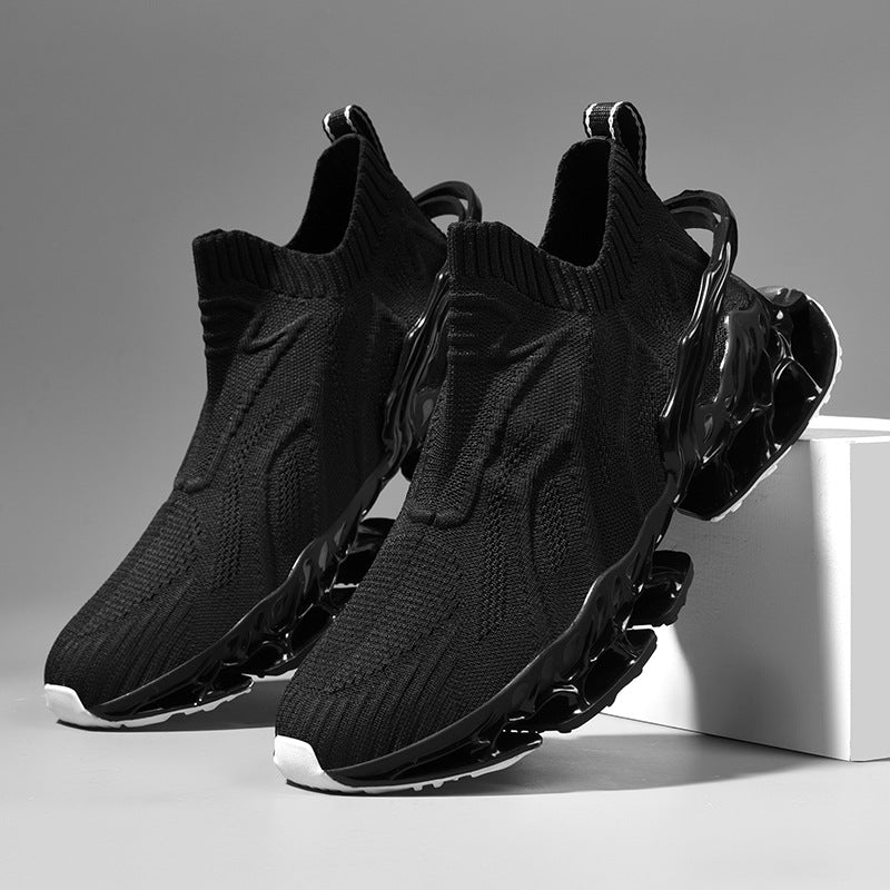 Summer Breathable Mesh Large Size Men's Shoes Trendy Mesh Shoes Men's Blade Running Shoes Sports Height-Increasing Flyknit Socks Trendy Shoes