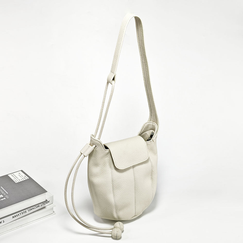 Genuine Leather Bucket Bag2025Autumn and Winter New Women's Bag Casual Fashion Versatile Single Shoulder Crossbody Large Capacity Pumpkin Bag