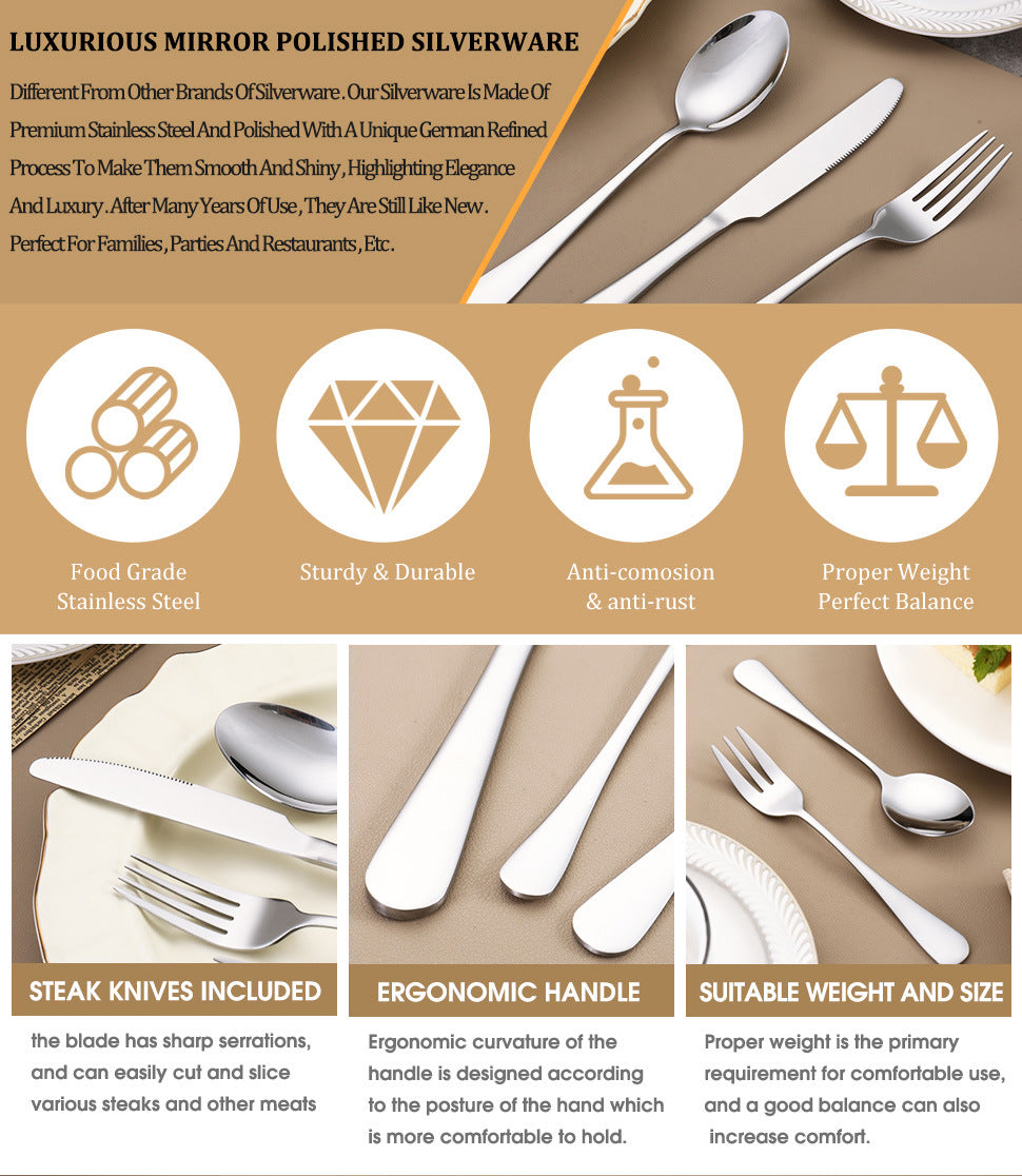 1010Five components40Set of Western Dessert Steak Knife Fork Spoon Stainless Steel Cutlery Set