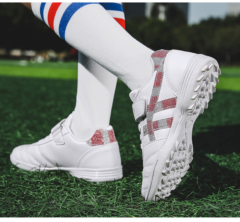 New football shoes for men and women with Velcro for children TF Broken Nail Style Youth Student Grassland Flat Training Shoes