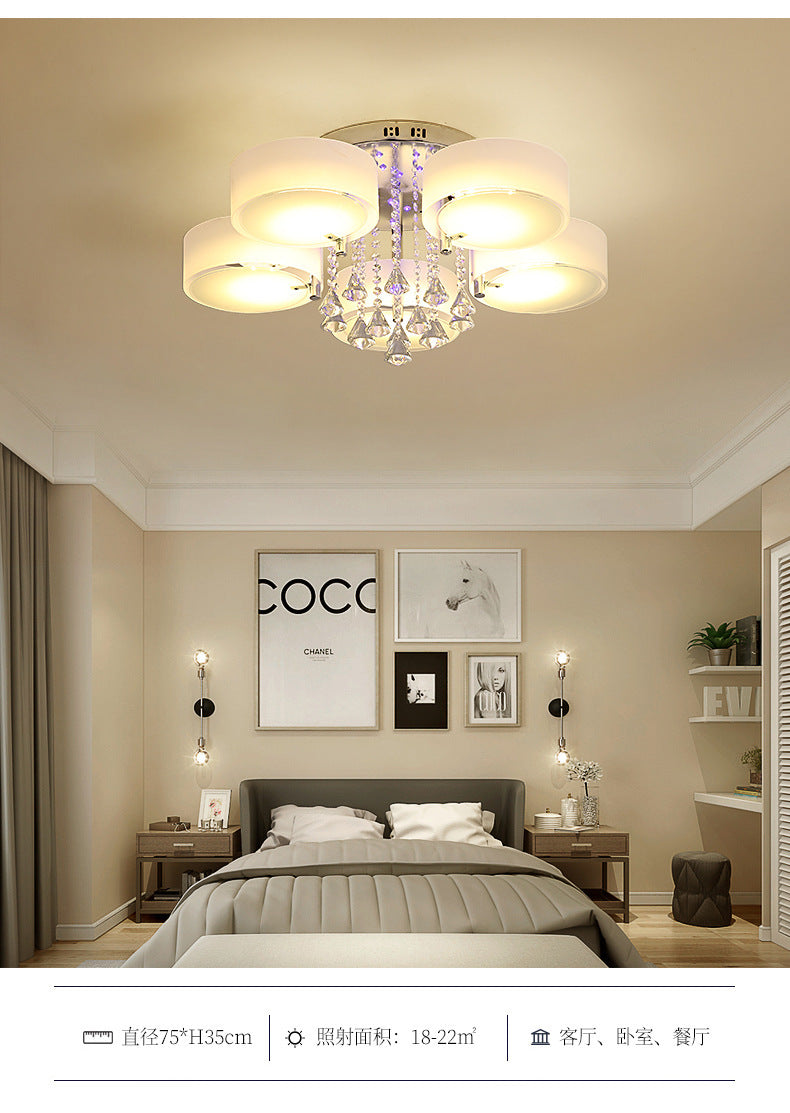 Living Room Lamp Crystal Lamp LED Ceiling Lamp Round Bedroom Lamp Simple Modern Elegant Home Dining Room Balcony Lighting