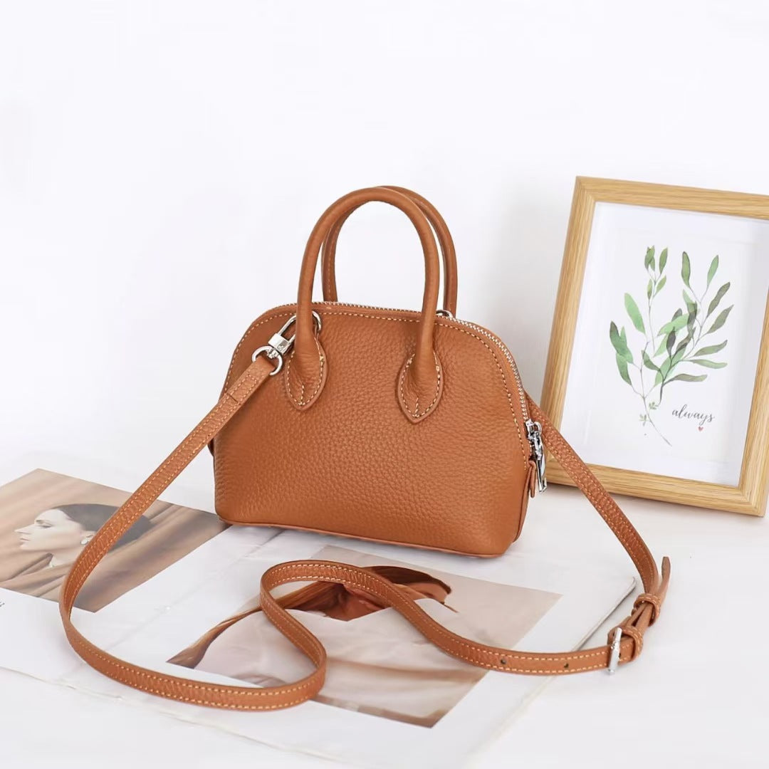 Shiling Mini Shell Bag Genuine Leather Simple Fashion Women's High-end Shoulder Crossbody Handbag mini Small Bag for Women