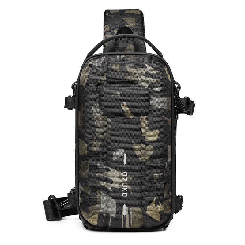 OZUKO EVA Hard Shell Chest Bag Men's Crossbody Bag Tactical Functional Waterproof Large Capacity Outdoor Cycling Bag