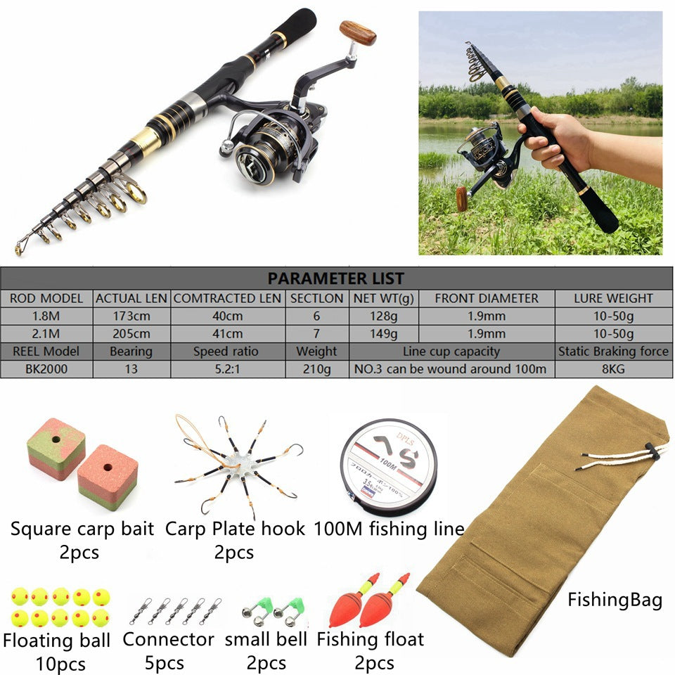 Ultra-short Portable European Carp Fishing Set Fishing Gear Combination European and American Popular Fishing Rod Can Be Used FBA