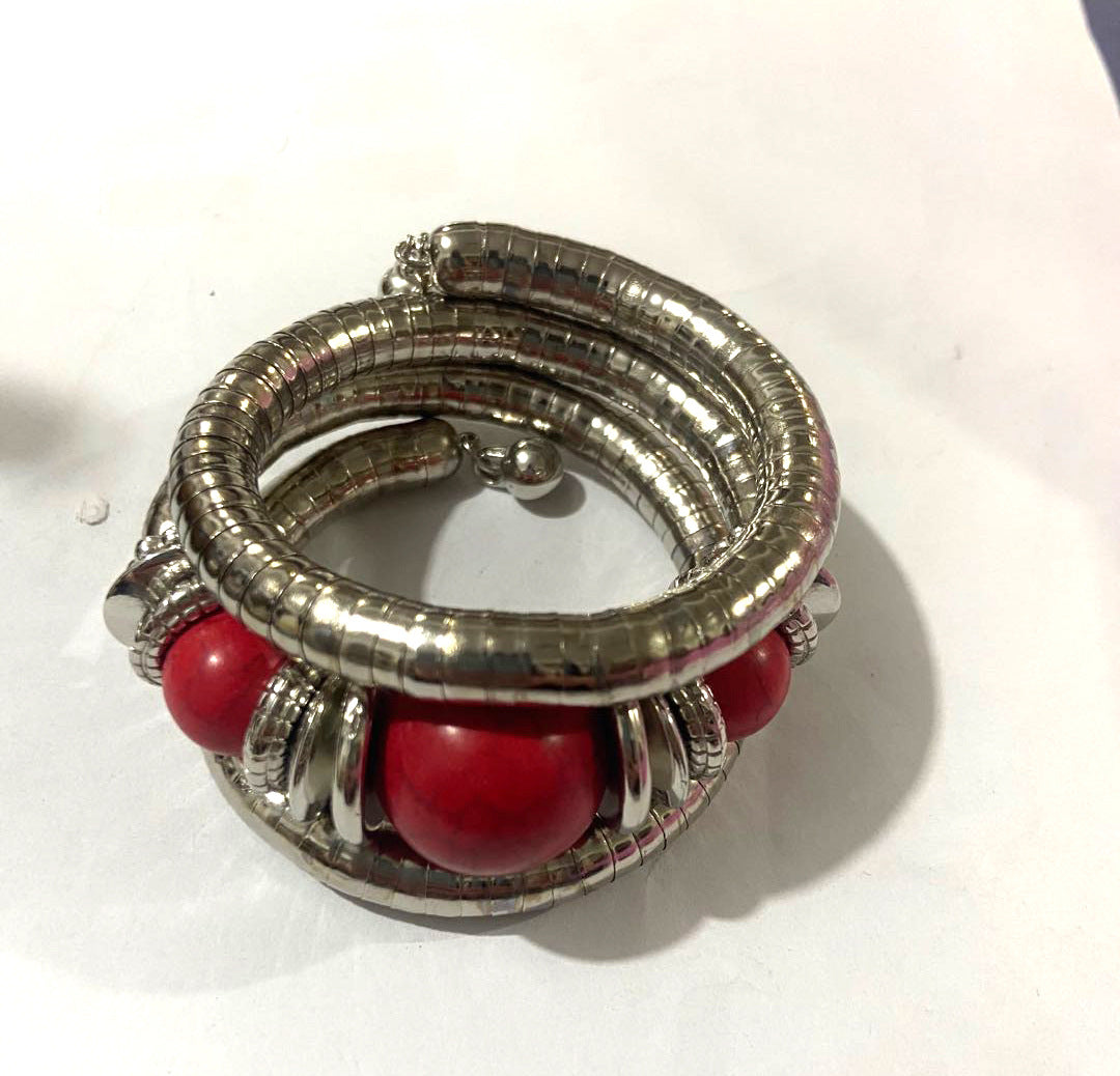 European and American Three-Circle Bracelet Creative Spacer Bead Elastic Snake Bone Bracelet Women's Layered Multi-Layer Bracelet