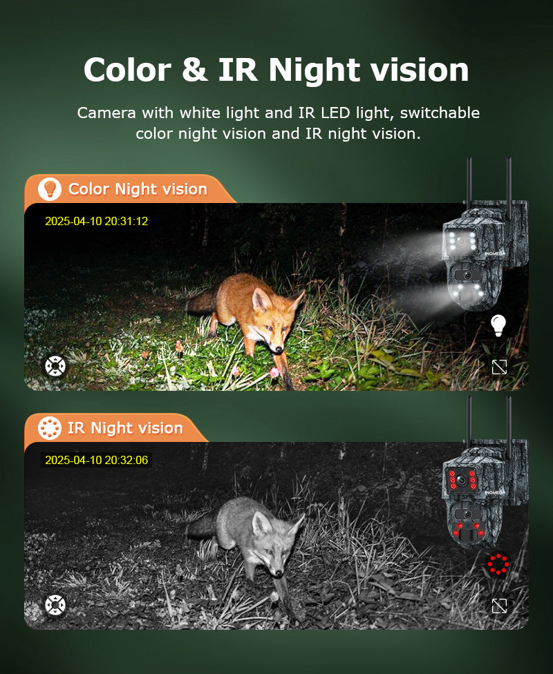 Private Model4G Solar camera dual lens dual view6MP HD Outdoor Camouflage Surveillance Camera