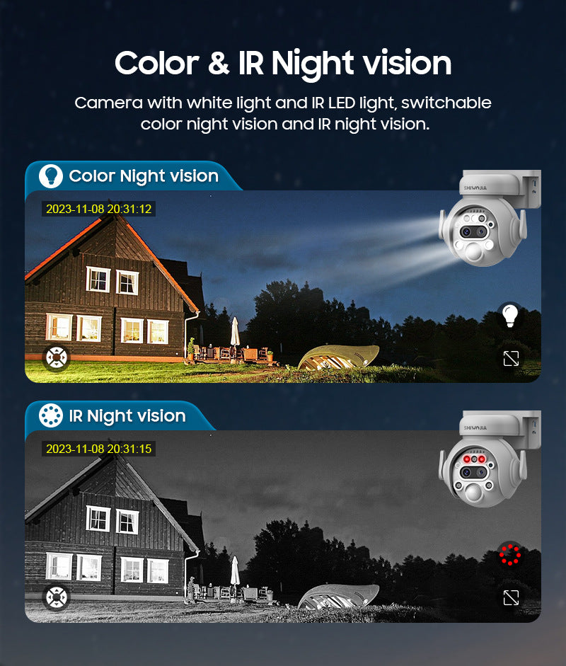12Zoom6MP HD Garage Camera Outdoor4G Wireless infrared dual-lens remote warning camera