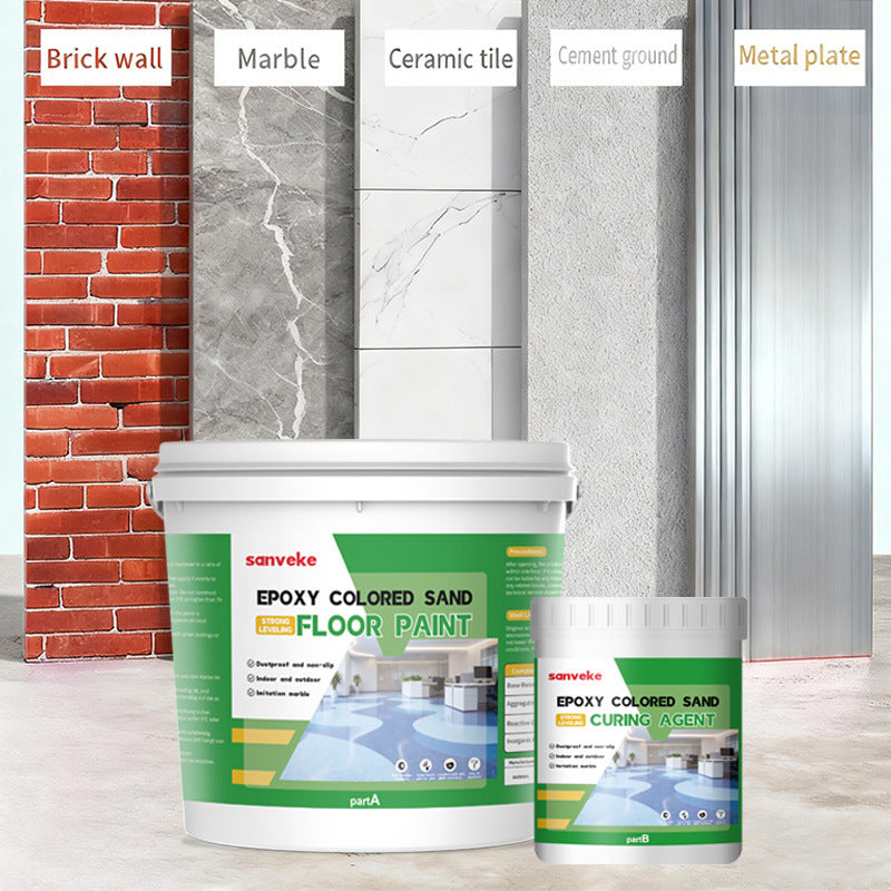 Epoxy Natural Color Sand Floor Paint Imitation Marble Self-Leveling Seamless Terrazzo Cement Tile Flooring