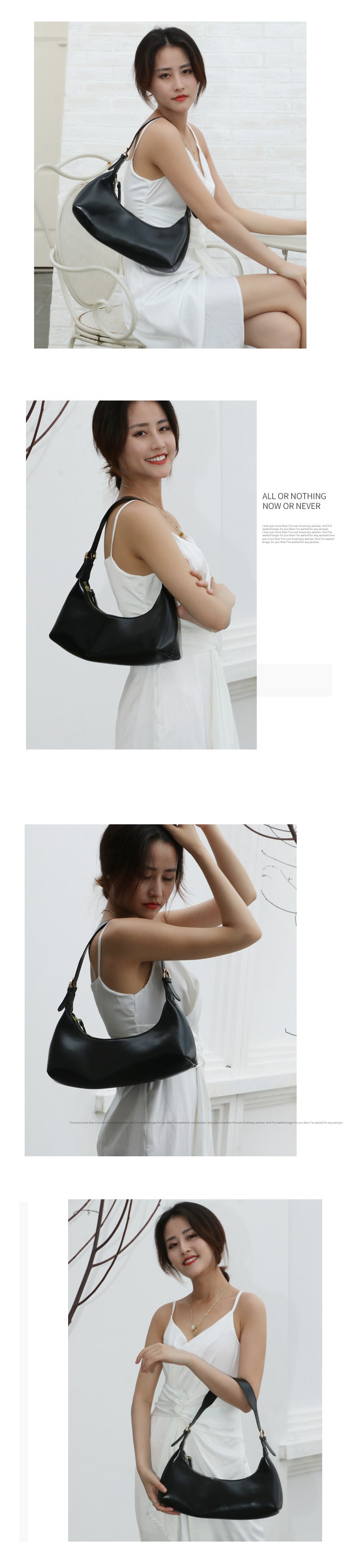 Factory2024New Fashion Retro Soft Leather Underarm Bag Niche Design Simple Single Shoulder Commuter Bag