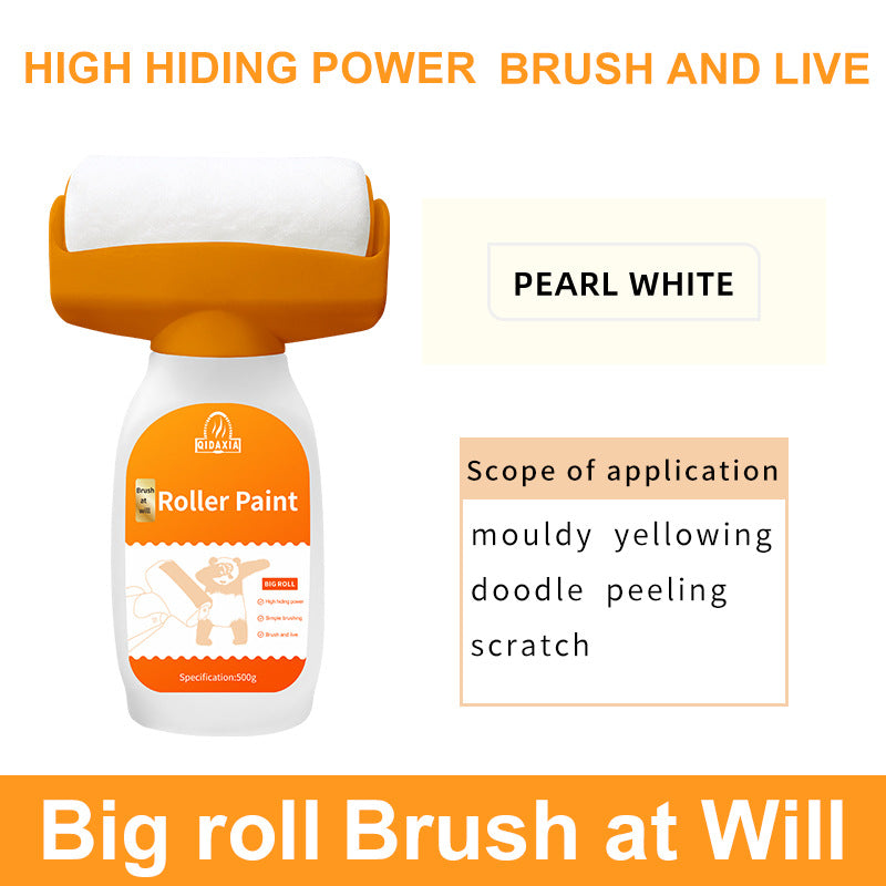 Orange Wall Large Roller Brush Repair Paint Water-Based Odorless Latex Paint Graffiti Cover Wall Roller Paint
