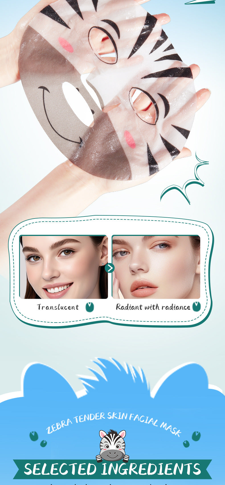 Animal Zebra Pattern Skin Rejuvenation Mask SADOER Moisturizing and Hydrating Face Mask  Wholesale