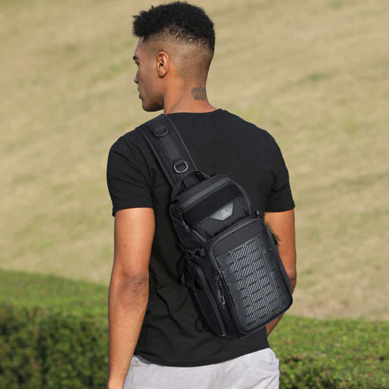 OZUKO Tactical Chest Bag Men's Crossbody Bag Waterproof Multifunctional Outdoor Portable Bag Cycling Trendy Shoulder Bag