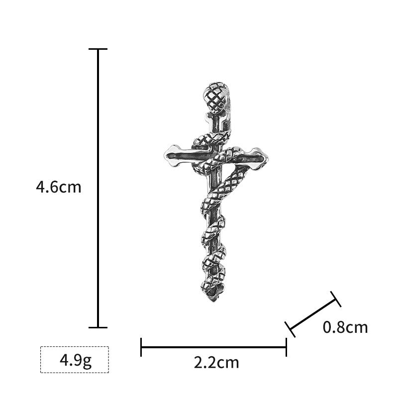 European and American Fashion Personality Exaggerated Zodiac Snake Cross Necklace Pendant Men's Trendy Hip Hop Versatile Hanging Decoration Wholesale