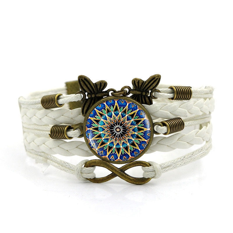 Vintage Multi-layer Woven Bracelet Butterfly Wireless Symbol Card Handmade Woven Bracelet Yoga Mandala Flower Bracelet