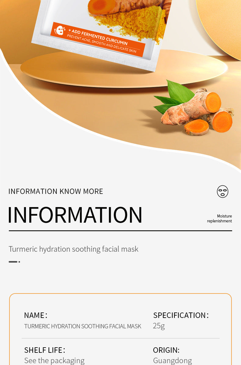 Turmeric Mask SADOER Hydrating and Moisturizing Facial Mask Sheets  Foreign Trade Live Wholesale