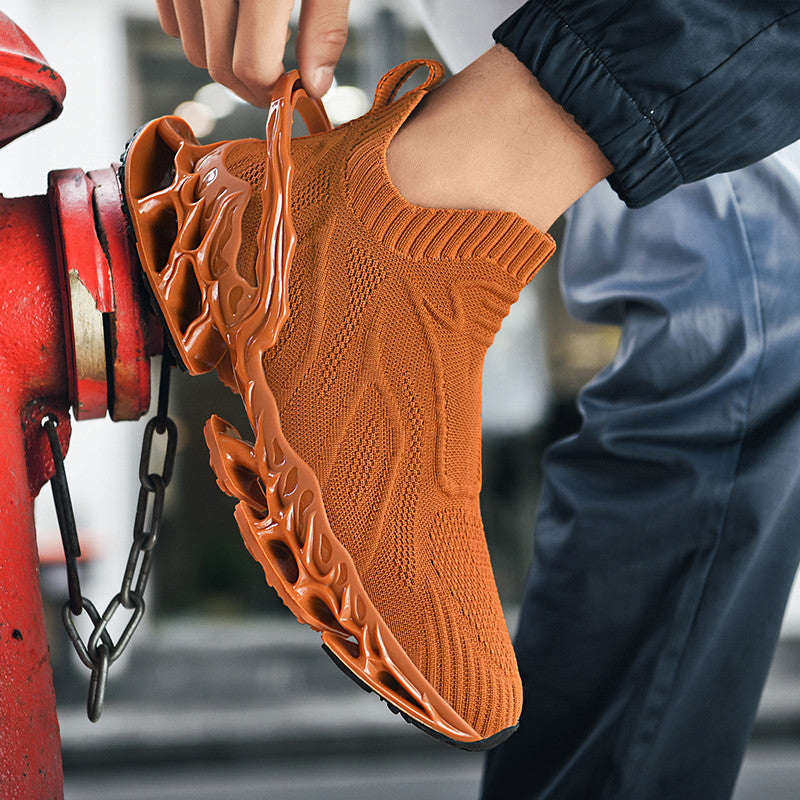 Summer Breathable Mesh Large Size Men's Shoes Trendy Mesh Shoes Men's Blade Running Shoes Sports Height-Increasing Flyknit Socks Trendy Shoes