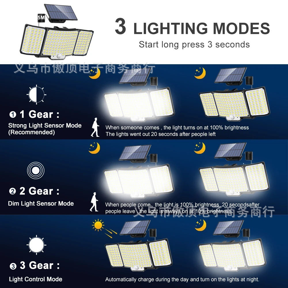 Outdoor Solar Split Street Light, Automatically Brightens After Dark, Garden Light with Human Body Sensor Wall Light Waterproof LED Lamp