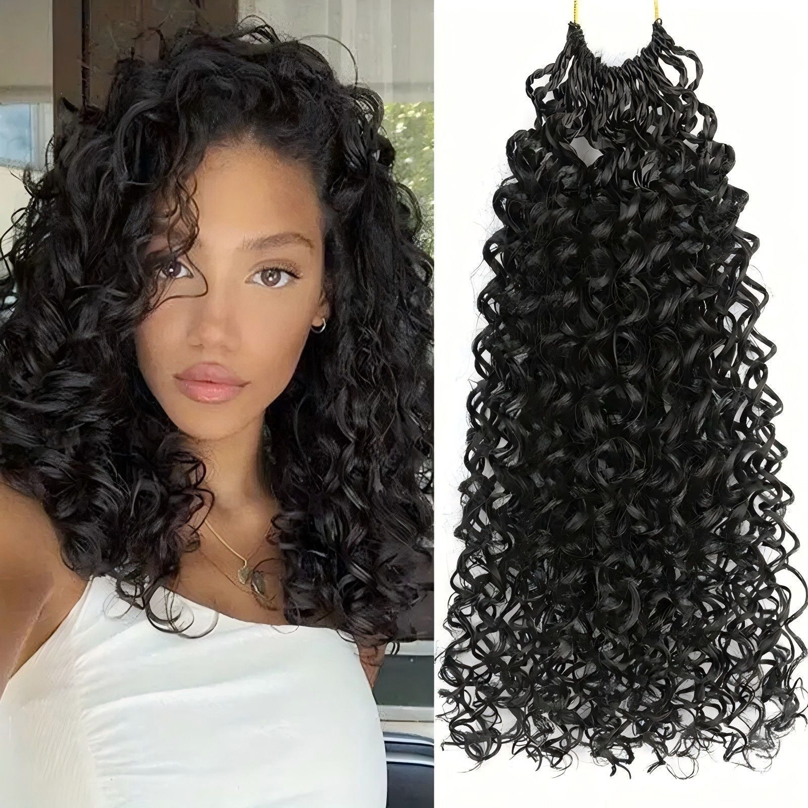Chemical Fiber Wig MiniGOGOCrochetHair African Two-Strand Small Curl Braids Crochet Celebrity Style Long Curly Hair