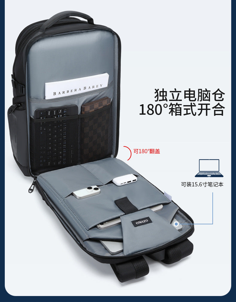 OZUKO Business Backpack Men's Computer Backpack Waterproof High-end Business Travel College Student Commuting School Bag