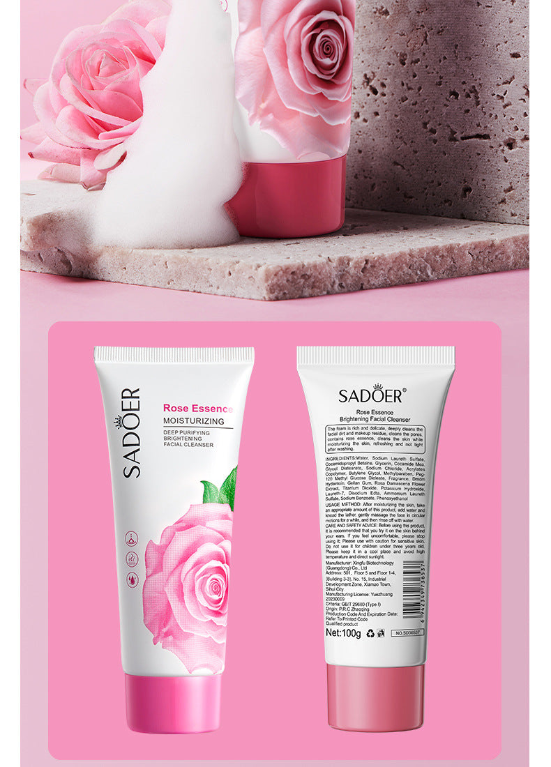Facial Cleanser SADOER Rose Facial Cleanser100g Deep Cleaning  Foreign Trade Live Wholesale