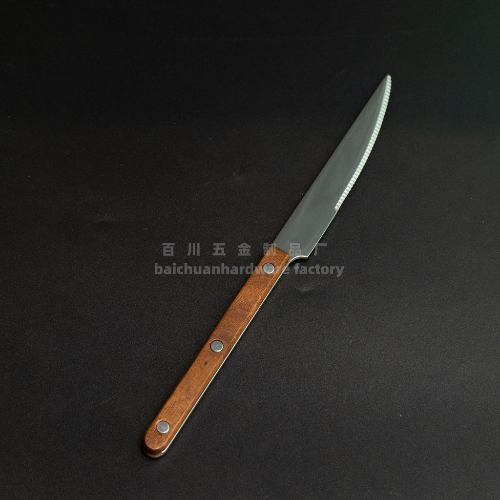 French Style Solid Wood Walnut Handle Western Cutlery Stainless Steel Knife Fork Spoon Wholesale Household Kitchen Western Restaurant