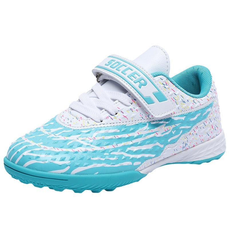 New football shoes for men and women with Velcro for children TF Broken Nail Style Youth Student Grassland Flat Training Shoes