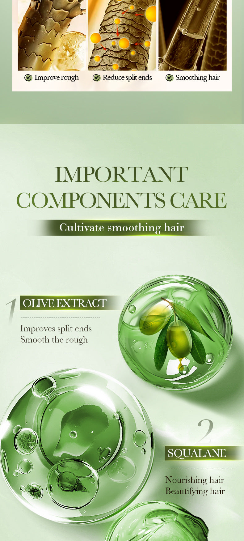 Olive Hair Care Essential Oil70ml SADOER Qihuan Shiny Smooth Hair Conditioner  Wholesale