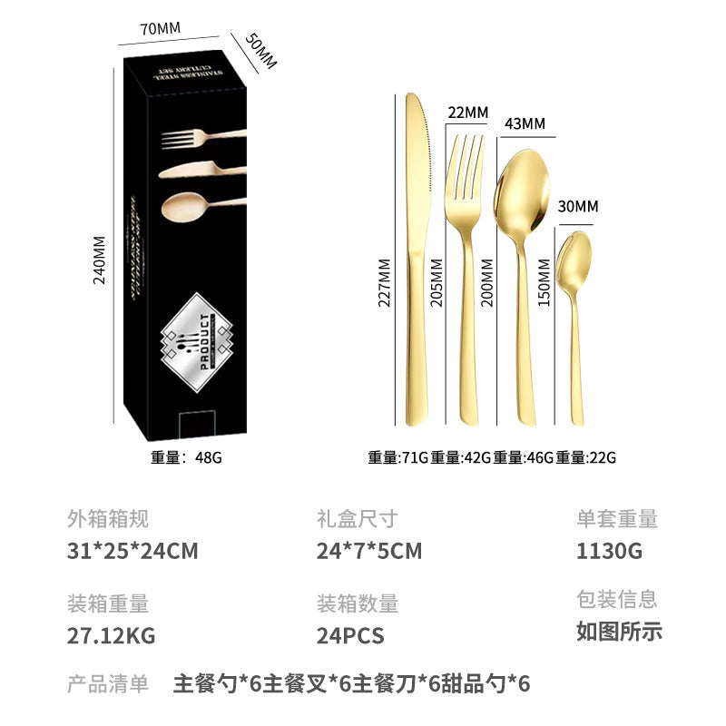 410Stainless Steel Tableware Restaurant Steak Knife Fork Oblique Handle Western Food Knife Fork Spoon6Human Portion24Set