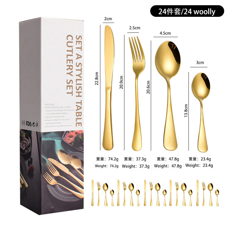 1010241 Piece Western Dessert High Aesthetic gold Steak Knife Fork Spoon Stainless Steel Cutlery Set