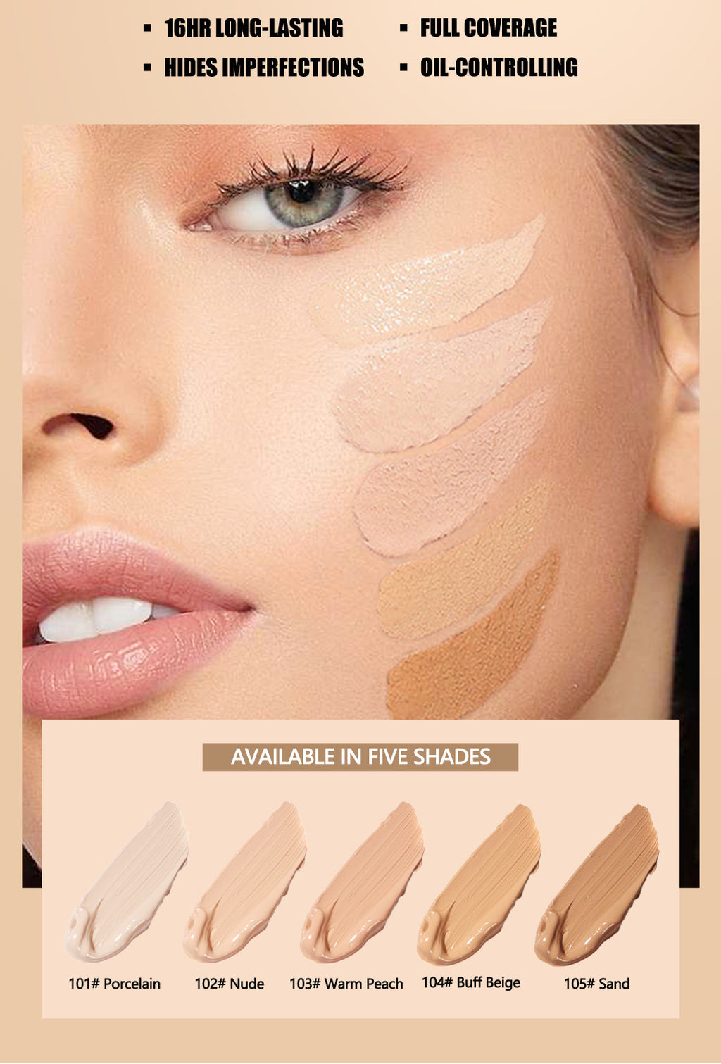 Long-lasting Concealing Foundation foundation Waterproof Oil Control Foundation Cream Non-Cakey Concealer