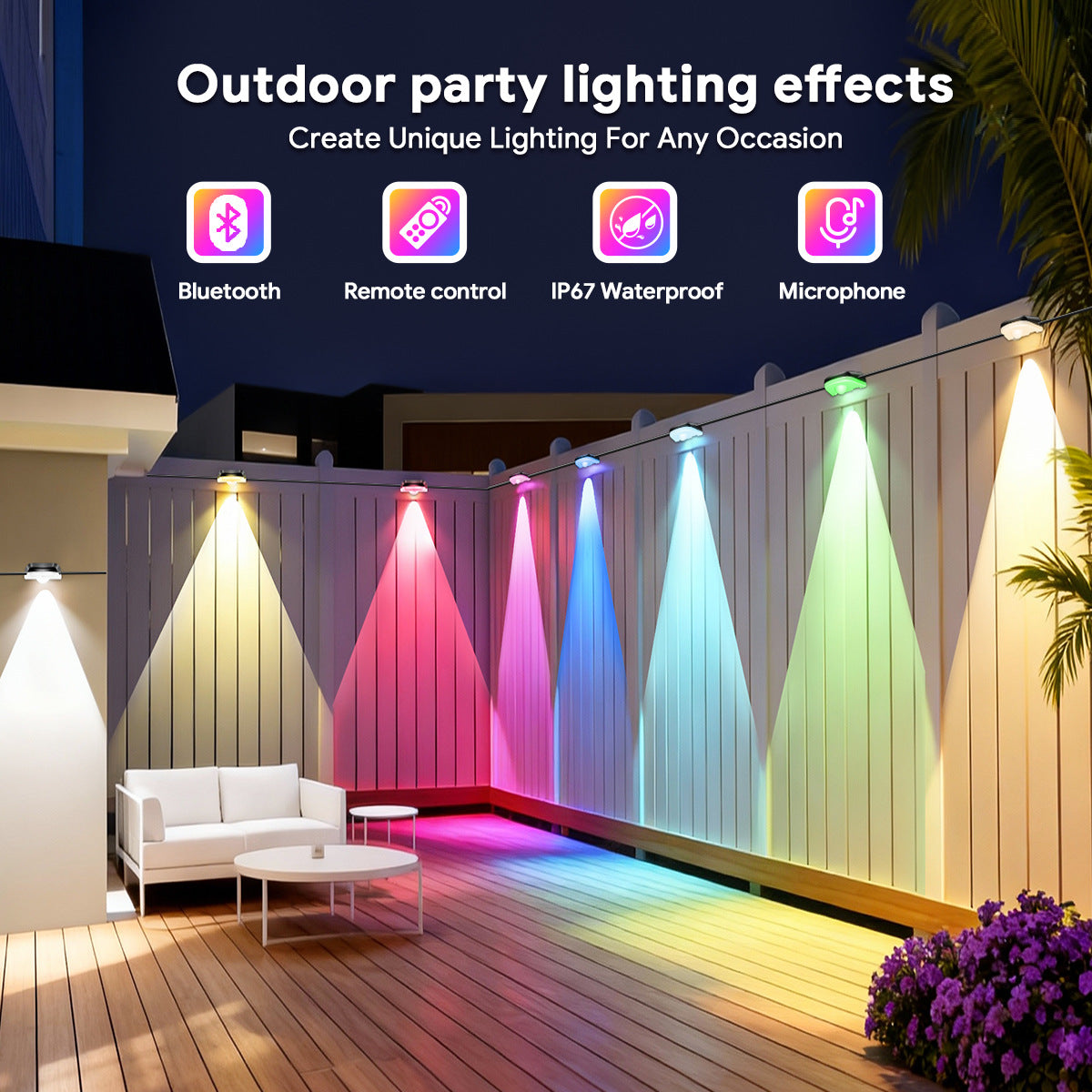 Bluetooth fence light RGBCW Iridescent Fence Light Wall Washer Light Fence Light Garden Light Waterproof Decorative Light