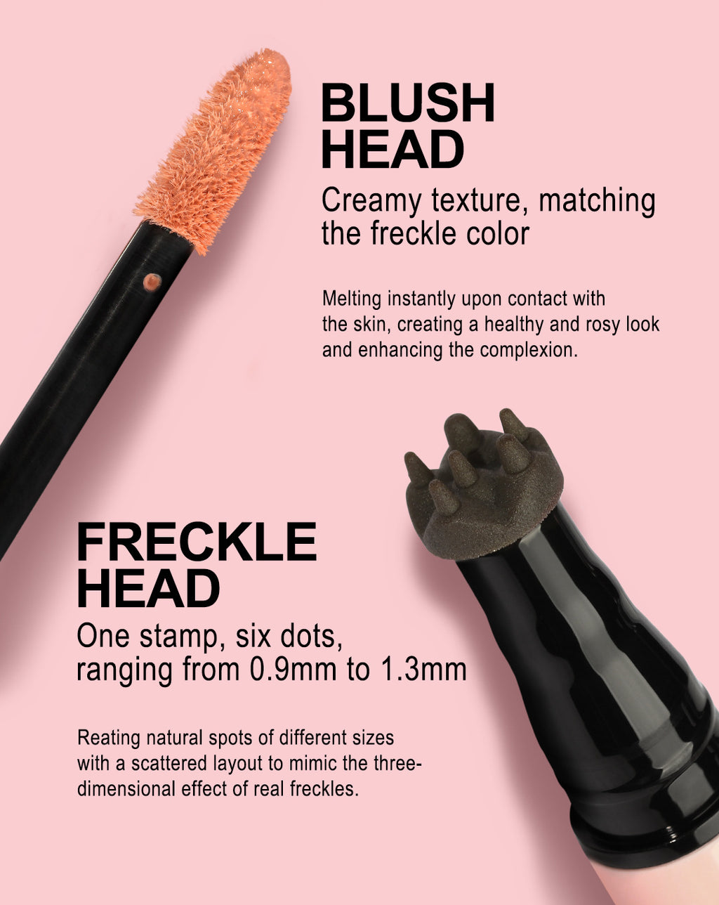 Dual-Head Freckle Pen Blush Liquid Two-in-One Natural Spot Enhancer Waterproof Long-Lasting Mole Spot Pen