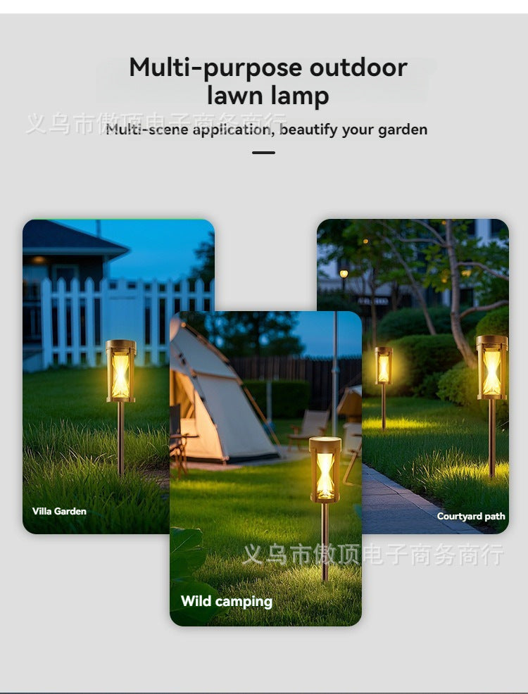 Outdoor Solar Hourglass Lawn Lamp Waterproof Garden Ground Plug Lamp Garden Landscape Lighting Lawn Atmosphere Decorative Lamp
