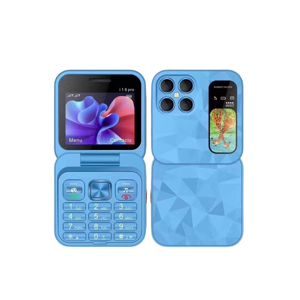 Mini flip Phone New i18pro Flip Phone2.4Dual SIM2G Button Folding Phone