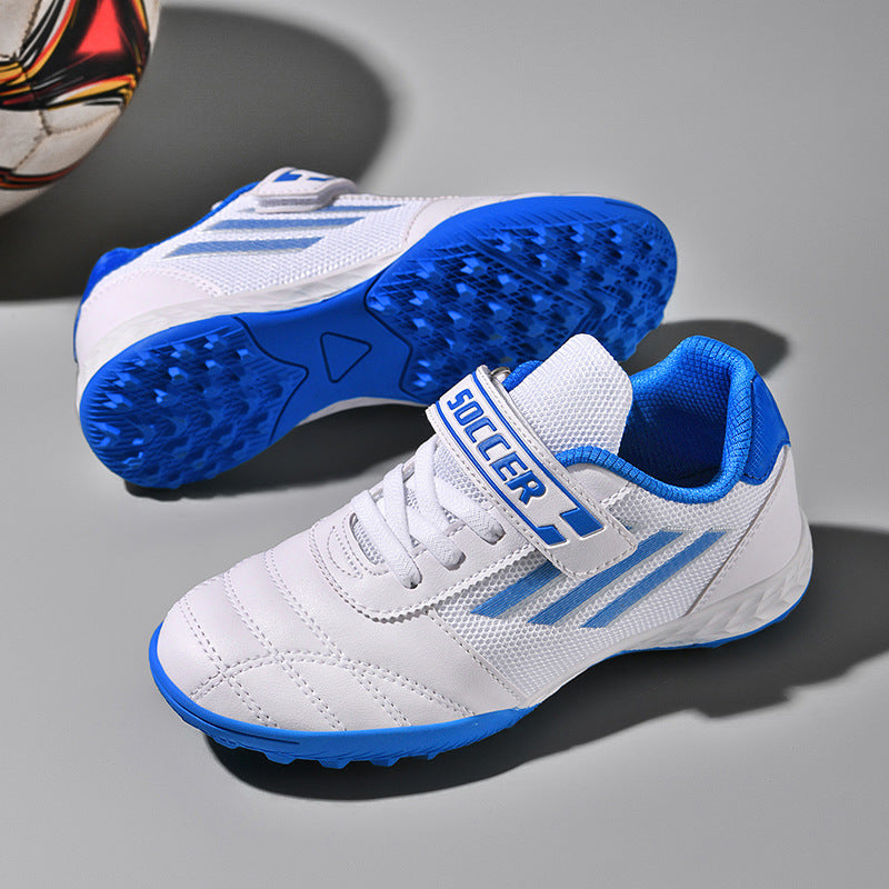 New football shoes for men and women with Velcro for children TF Broken Nail Style Youth Student Grassland Flat Training Shoes