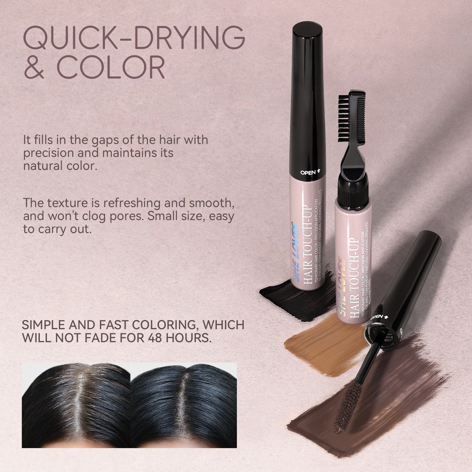 sheloves White Hair Color Stick Covers Gray Roots Non-Staining Waterproof Hair Stick