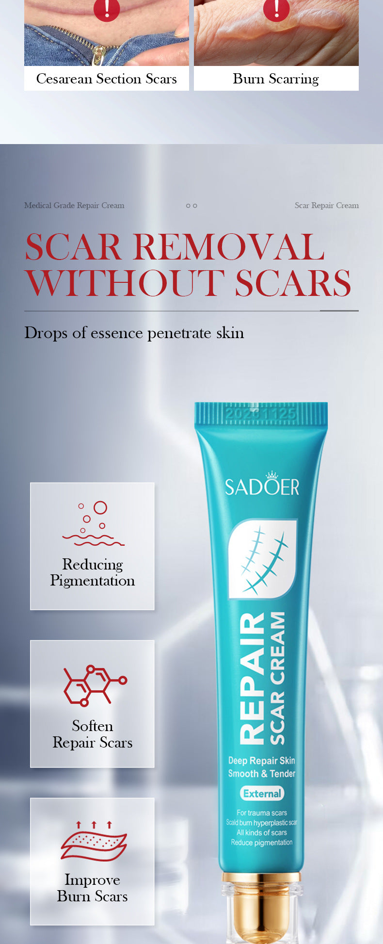 Scar Serum SADOER Hydrating, moisturizing, rejuvenating, nourishing face cream  foreign trade wholesale