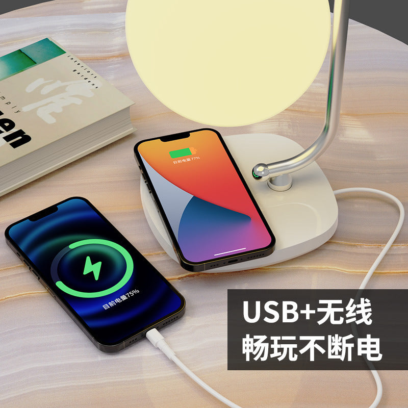 Creative Desk Lamp led Study Student Desk Lamp Wireless Charging Reading Desk Lamp Color Adjustment Moon Lamp Amazon Bestseller