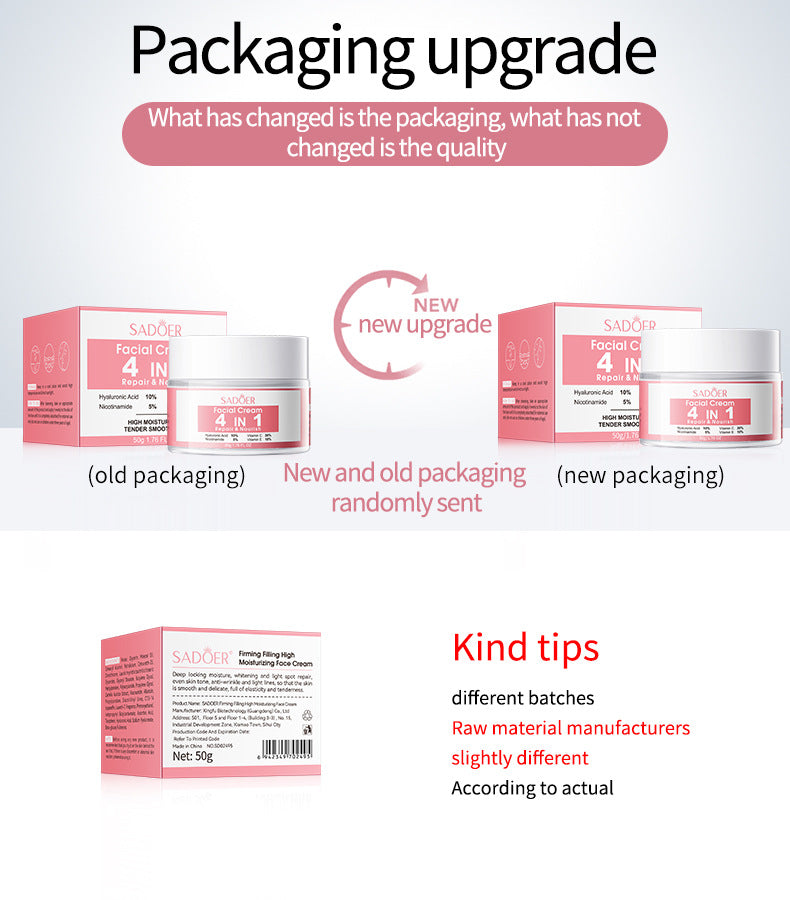 Four-in-One Skincare Series SADOER Moisturizing, nourishing, and rejuvenating face cream essence liquid  wholesale