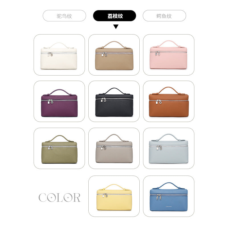 GIgi Same Style Women's Bag Niche Elegant Handheld Lunch Box Bag Women Simple Top Layer Cowhide Single Shoulder Crossbody Small Bag