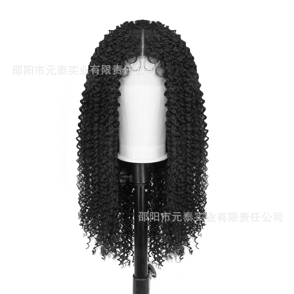 13X4X1Small Front Lace Wig African Small Curly Hair Synthetic Wig Corn Silk Curly Wig Cross-Border Hot Sale