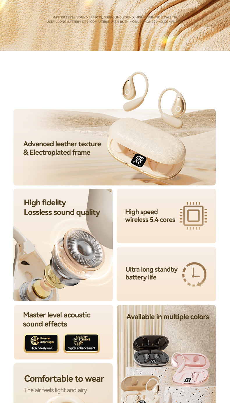 Popular M96Leather Texture Ear-Hook Bluetooth Earphones Ultra-Long Battery Life High-Value Private Model Wireless Bluetooth Earphones